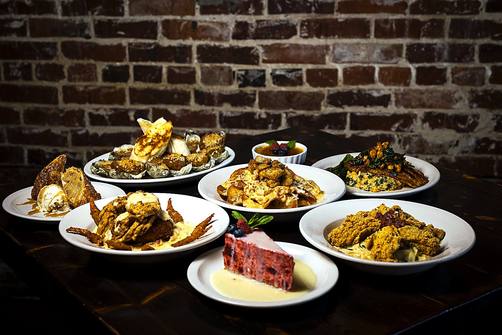 A spread of plates on the brick at Barry's 1965